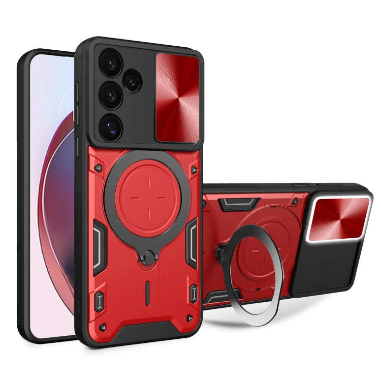 CD Texture Sliding Camshield Magnetic Holder Phone Case, For Samsung Galaxy S24 FE 5G, For Samsun...