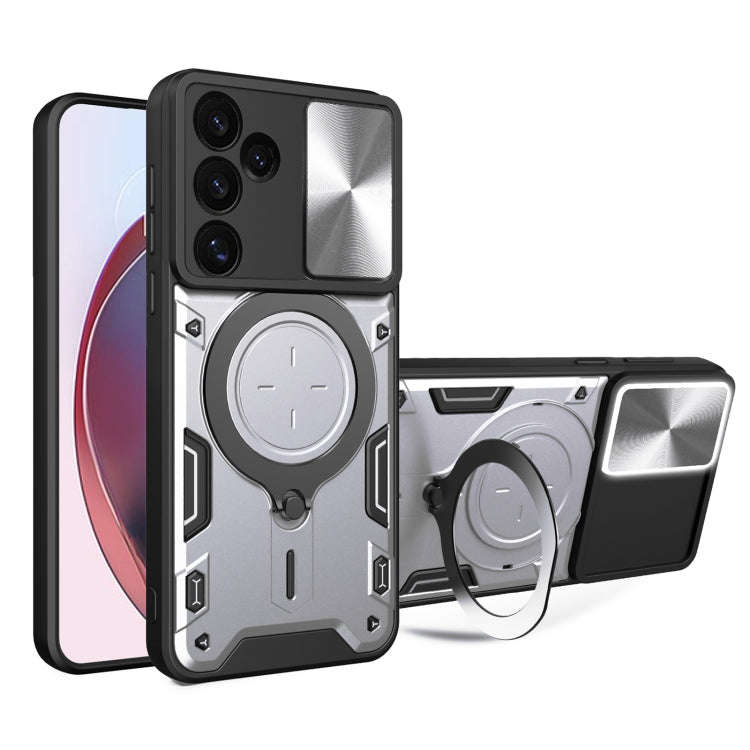 CD Texture Sliding Camshield Magnetic Holder Phone Case, For Samsung Galaxy S24 FE 5G, For Samsun...