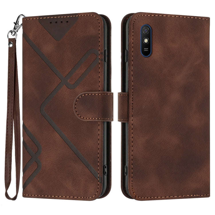 Line Pattern Skin Feel Leather Phone Case, For Xiaomi Redmi 10/10 2022/10 Prime, For Xiaomi Poco ...
