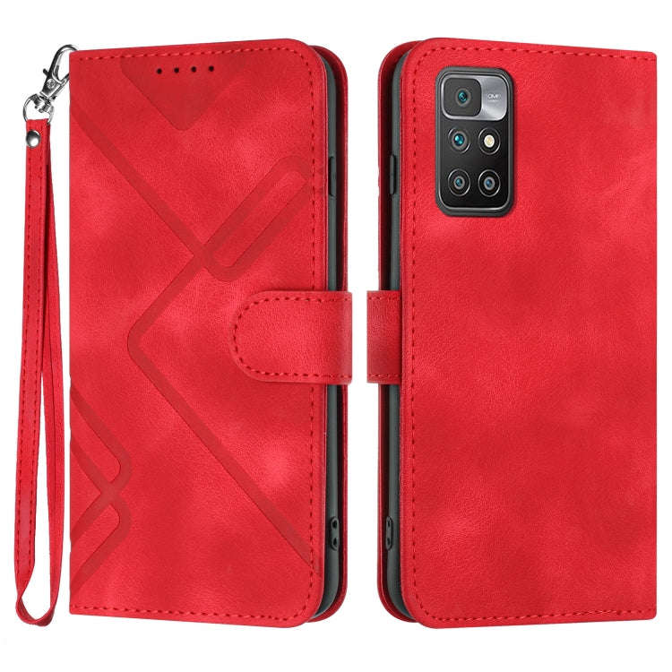Line Pattern Skin Feel Leather Phone Case, For Xiaomi Redmi 10/10 2022/10 Prime, For Xiaomi Poco ...