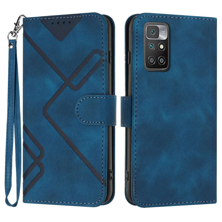 Line Pattern Skin Feel Leather Phone Case, For Xiaomi Redmi 10/10 2022/10 Prime, For Xiaomi Poco ...