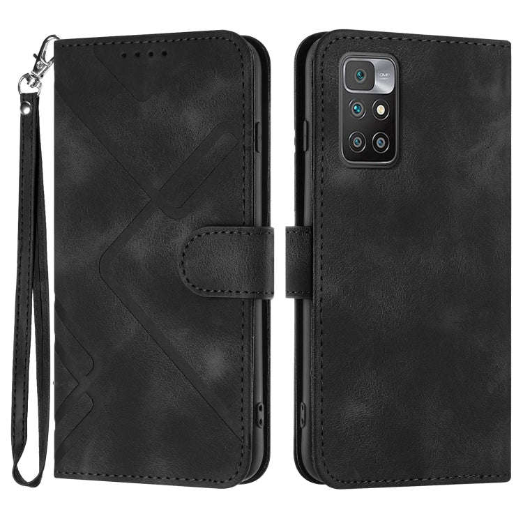 Line Pattern Skin Feel Leather Phone Case, For Xiaomi Redmi 10/10 2022/10 Prime, For Xiaomi Poco ...