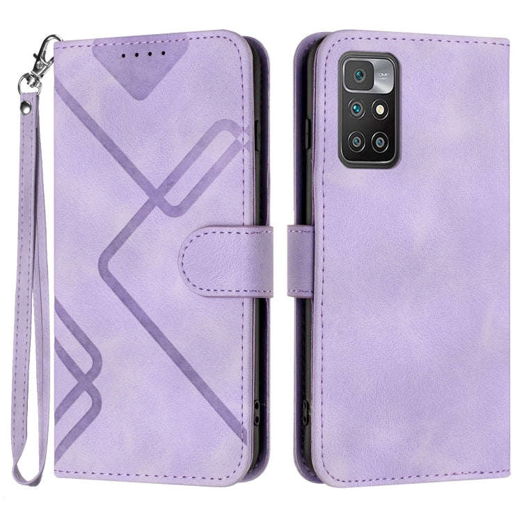 Line Pattern Skin Feel Leather Phone Case, For Xiaomi Redmi 10/10 2022/10 Prime, For Xiaomi Poco ...
