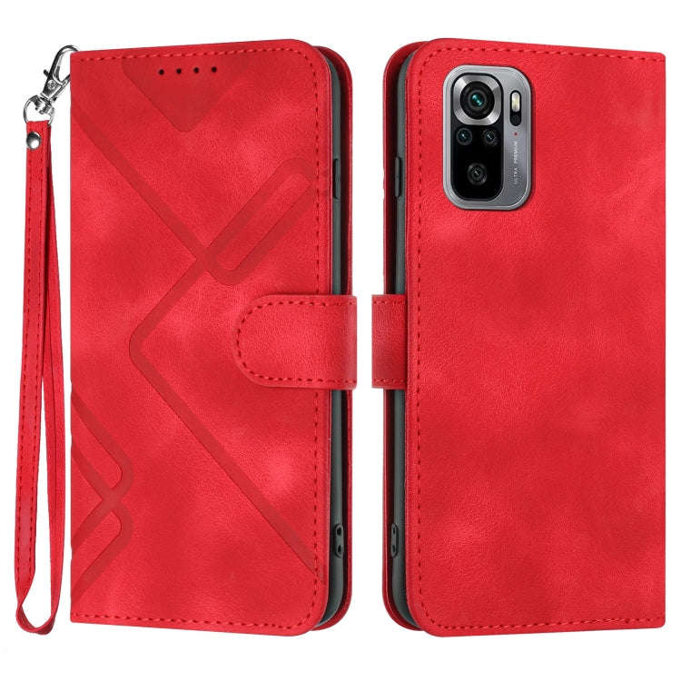 Line Pattern Skin Feel Leather Phone Case, For Xiaomi Redmi Note 10S 4G Global, For Xiaomi Redmi ...