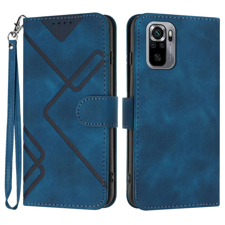 Line Pattern Skin Feel Leather Phone Case, For Xiaomi Redmi Note 10S 4G Global, For Xiaomi Redmi ...