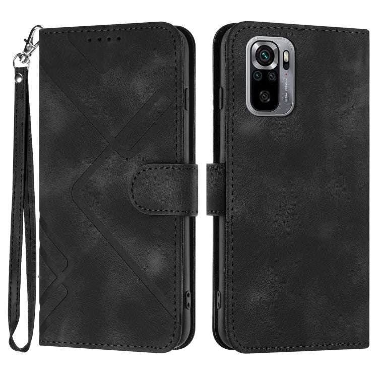 Line Pattern Skin Feel Leather Phone Case, For Xiaomi Redmi Note 10S 4G Global, For Xiaomi Redmi ...