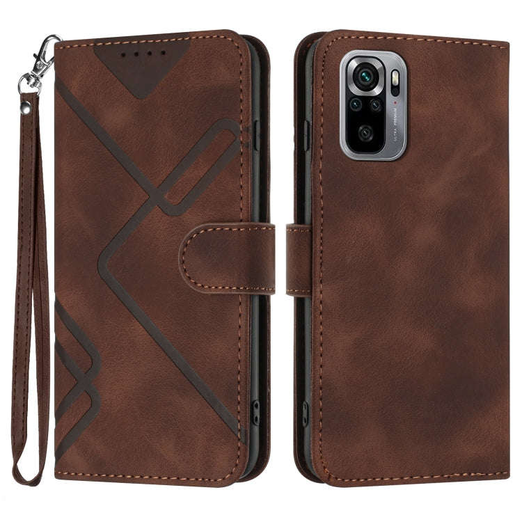 Line Pattern Skin Feel Leather Phone Case, For Xiaomi Redmi Note 10S 4G Global, For Xiaomi Redmi ...