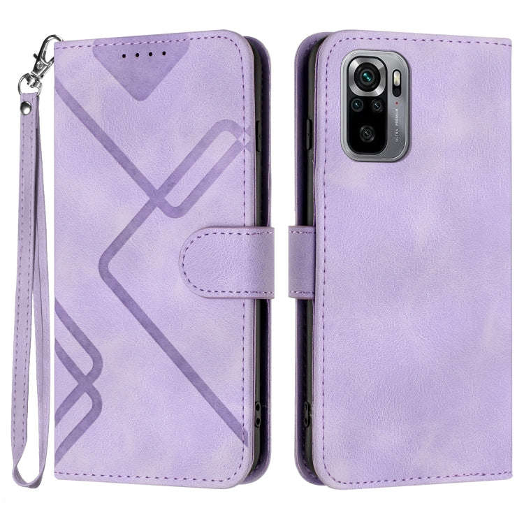Line Pattern Skin Feel Leather Phone Case, For Xiaomi Poco M5, For Xiaomi Poco M5s 4G Global, For...