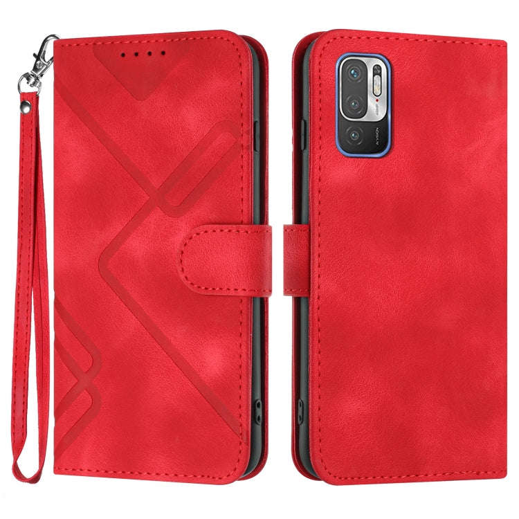 Line Pattern Skin Feel Leather Phone Case, For Xiaomi Redmi 10/10 2022/10 Prime, For Xiaomi Poco ...