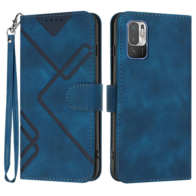 Line Pattern Skin Feel Leather Phone Case, For Xiaomi Redmi 10/10 2022/10 Prime, For Xiaomi Poco ...