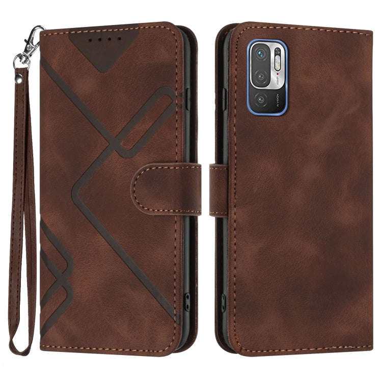 Line Pattern Skin Feel Leather Phone Case, For Xiaomi Redmi 10/10 2022/10 Prime, For Xiaomi Poco ...