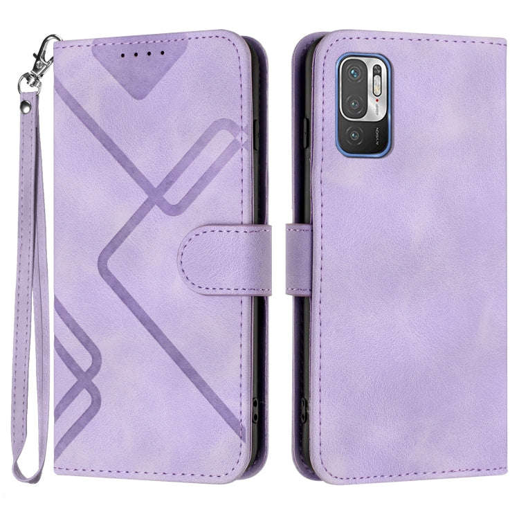 Line Pattern Skin Feel Leather Phone Case, For Xiaomi Redmi 10/10 2022/10 Prime, For Xiaomi Poco ...