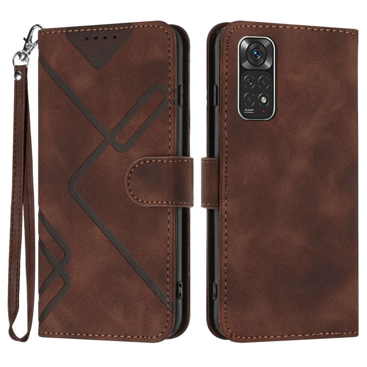 Line Pattern Skin Feel Leather Phone Case, For Xiaomi Redmi 10/10 2022/10 Prime, For Xiaomi Poco ...