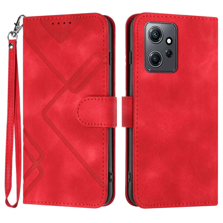 Line Pattern Skin Feel Leather Phone Case, For Xiaomi Redmi Note 12 4G Global, For Xiaomi Redmi N...