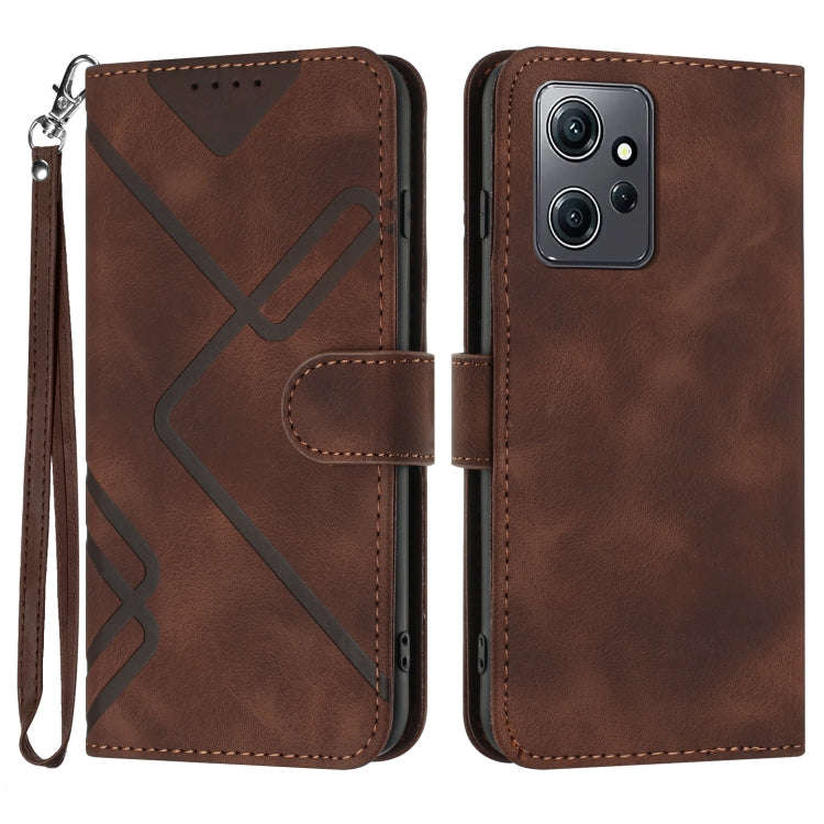 Line Pattern Skin Feel Leather Phone Case, For Xiaomi Redmi Note 12 4G Global, For Xiaomi Redmi N...