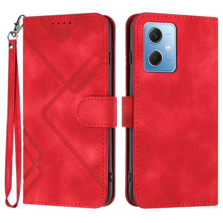 Line Pattern Skin Feel Leather Phone Case, For Xiaomi Redmi Note 12 4G Global, For Xiaomi Redmi N...
