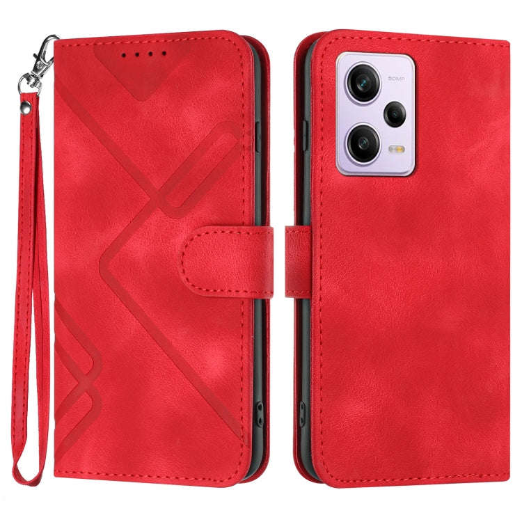 Line Pattern Skin Feel Leather Phone Case, For Xiaomi Redmi Note 12 4G Global, For Xiaomi Redmi N...