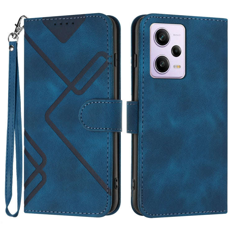 Line Pattern Skin Feel Leather Phone Case, For Xiaomi Redmi Note 12 4G Global, For Xiaomi Redmi N...