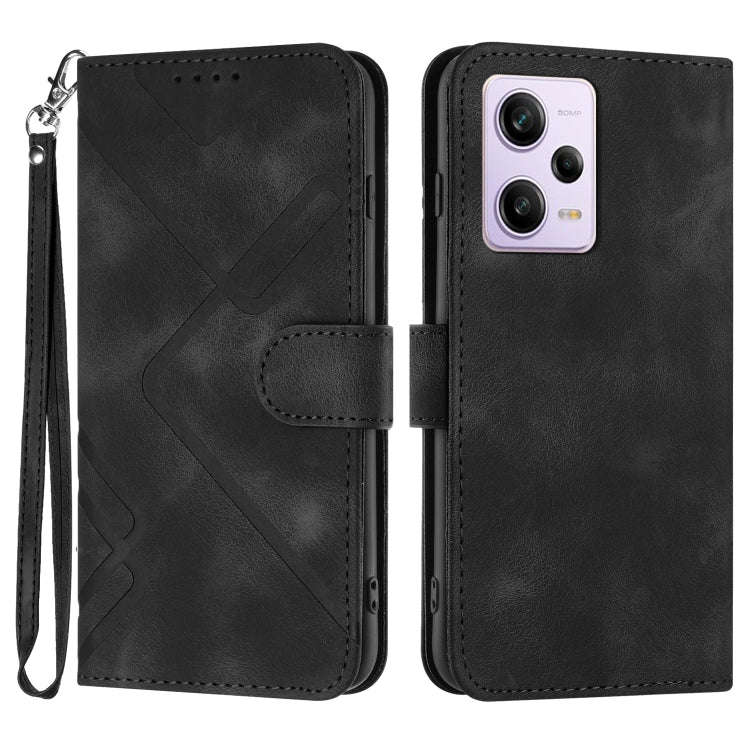 Line Pattern Skin Feel Leather Phone Case, For Xiaomi Redmi Note 12 4G Global, For Xiaomi Redmi N...