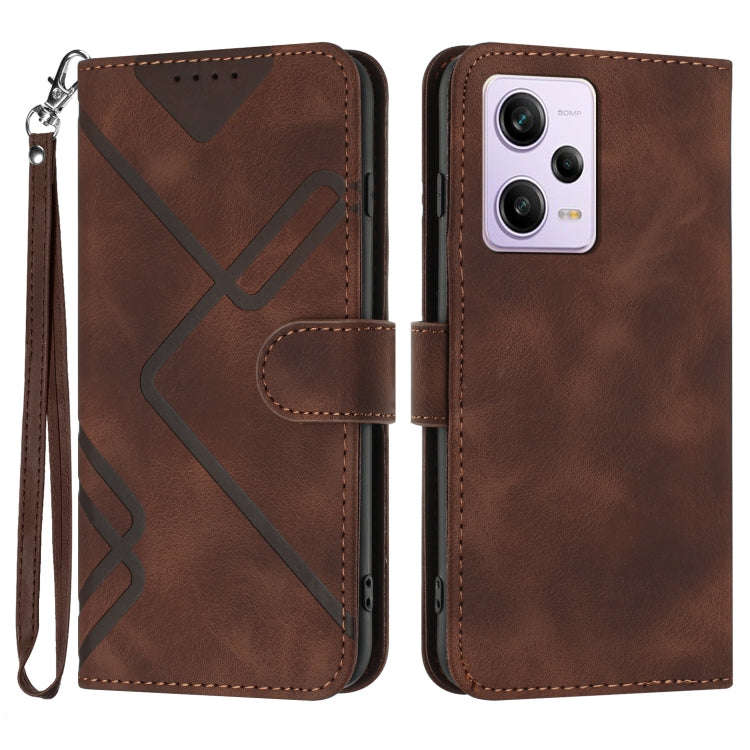 Line Pattern Skin Feel Leather Phone Case, For Xiaomi Redmi Note 12 4G Global, For Xiaomi Redmi N...