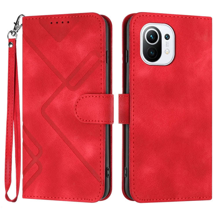 Line Pattern Skin Feel Leather Phone Case, For Xiaomi Redmi 10/10 2022/10 Prime, For Xiaomi Poco ...