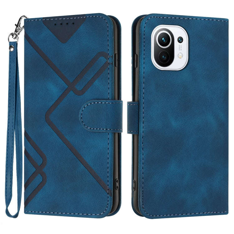 Line Pattern Skin Feel Leather Phone Case, For Xiaomi Redmi 10/10 2022/10 Prime, For Xiaomi Poco ...