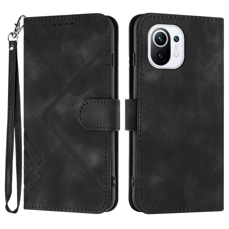 Line Pattern Skin Feel Leather Phone Case, For Xiaomi Redmi 10/10 2022/10 Prime, For Xiaomi Poco ...