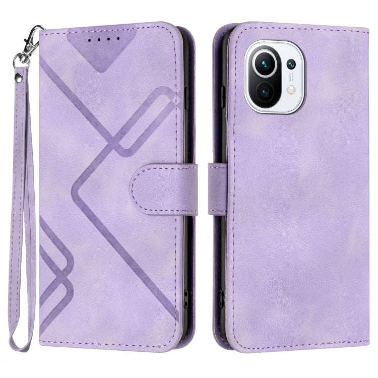 Line Pattern Skin Feel Leather Phone Case, For Xiaomi Redmi 10/10 2022/10 Prime, For Xiaomi Poco ...