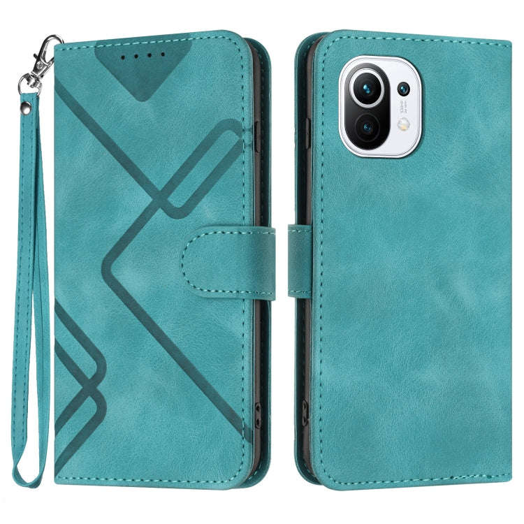 Line Pattern Skin Feel Leather Phone Case, For Xiaomi Redmi 10/10 2022/10 Prime, For Xiaomi Poco ...
