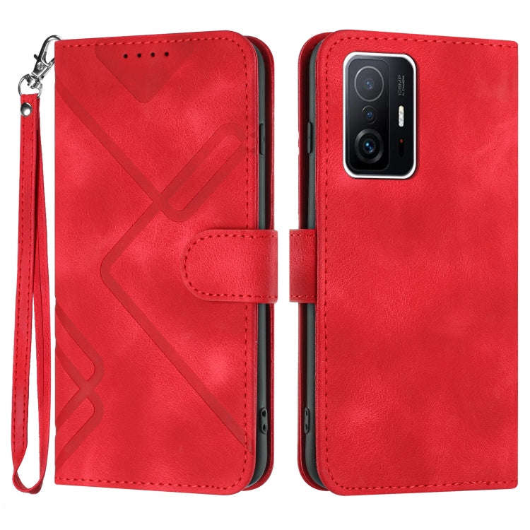 Line Pattern Skin Feel Leather Phone Case, For Xiaomi Redmi 10/10 2022/10 Prime, For Xiaomi Poco ...