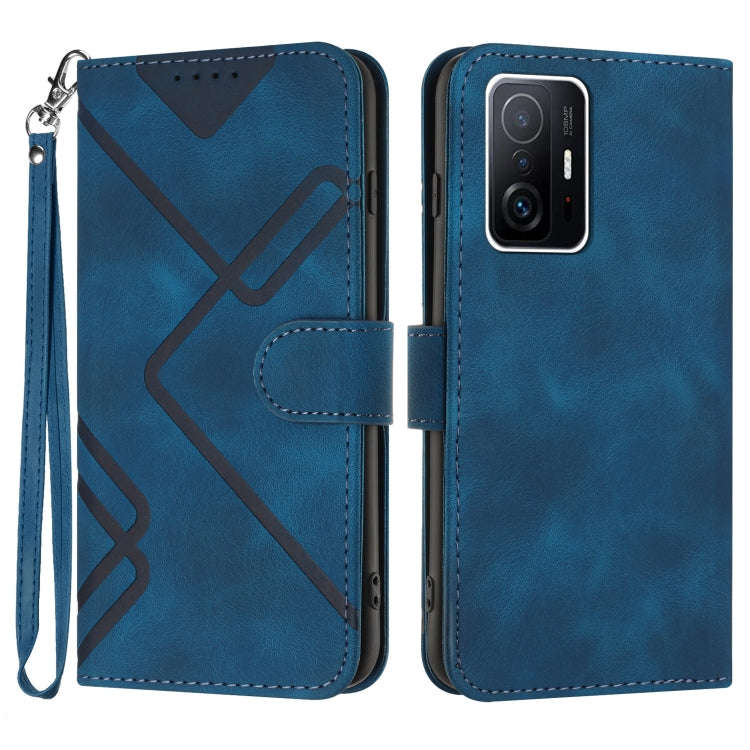 Line Pattern Skin Feel Leather Phone Case, For Xiaomi Redmi 10/10 2022/10 Prime, For Xiaomi Poco ...