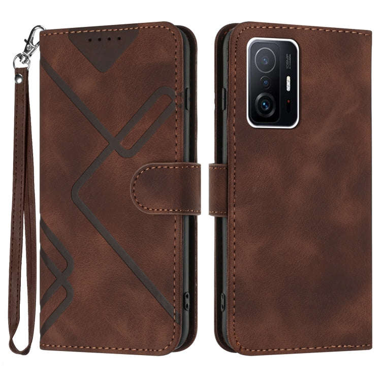 Line Pattern Skin Feel Leather Phone Case, For Xiaomi Redmi 10/10 2022/10 Prime, For Xiaomi Poco ...