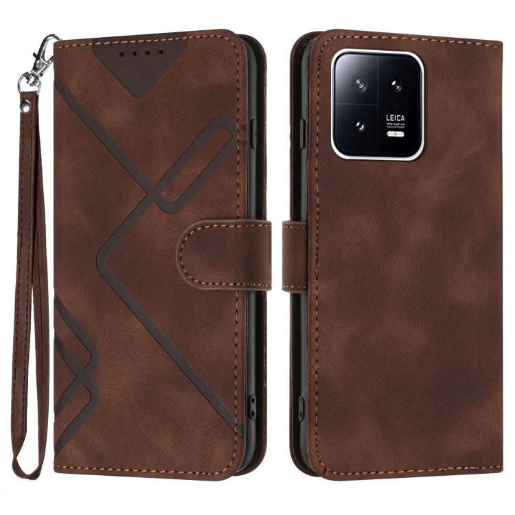 Line Pattern Skin Feel Leather Phone Case, For Xiaomi Redmi Note 12 4G Global, For Xiaomi Redmi N...