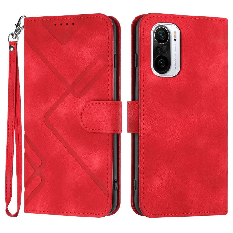 Line Pattern Skin Feel Leather Phone Case, For Xiaomi Redmi 10/10 2022/10 Prime, For Xiaomi Poco ...