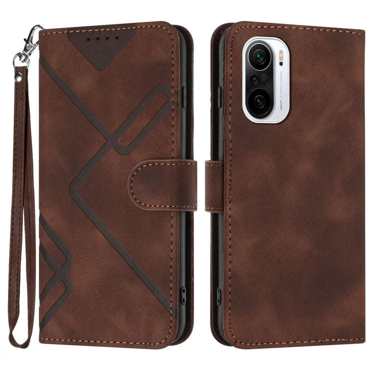 Line Pattern Skin Feel Leather Phone Case, For Xiaomi Redmi 10/10 2022/10 Prime, For Xiaomi Poco ...