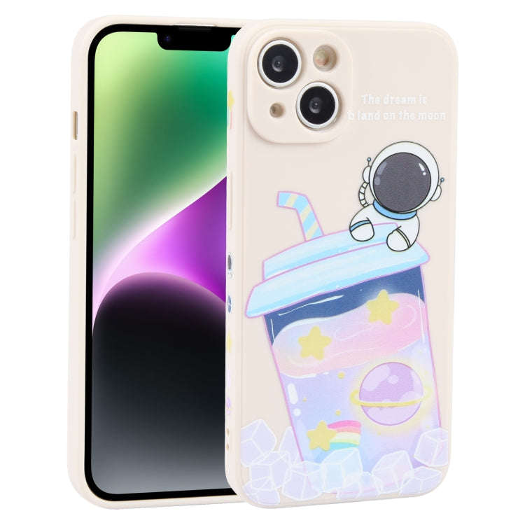 Milk Tea Astronaut Pattern Liquid Silicone Phone Case, For iPhone 15 Pro Max, For iPhone 15 Pro, ...