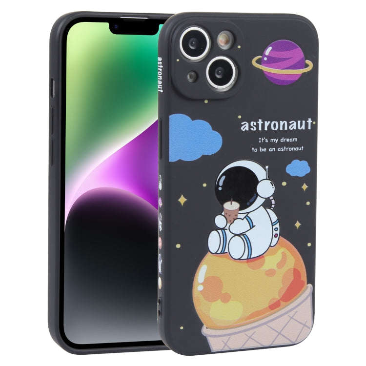 Milk Tea Astronaut Pattern Liquid Silicone Phone Case, For iPhone 15 Pro Max, For iPhone 15 Pro, ...