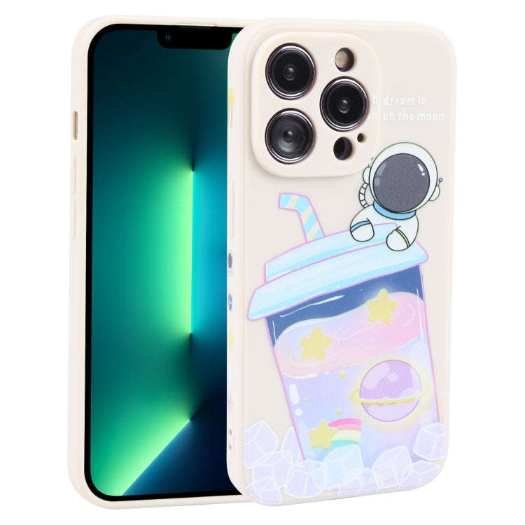 Milk Tea Astronaut Pattern Liquid Silicone Phone Case, For iPhone 15 Pro Max, For iPhone 15 Pro, ...