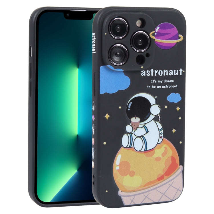 Milk Tea Astronaut Pattern Liquid Silicone Phone Case, For iPhone 15 Pro Max, For iPhone 15 Pro, ...
