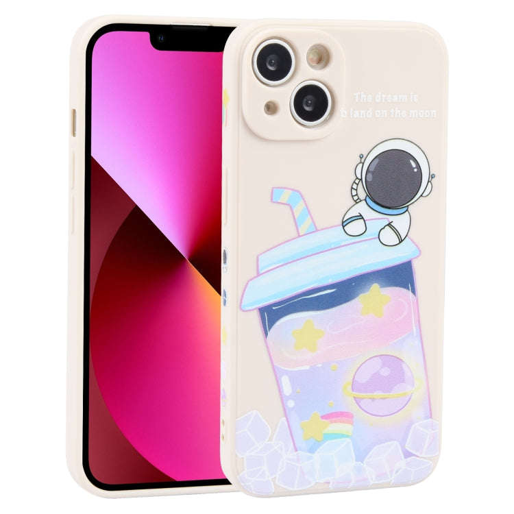 Milk Tea Astronaut Pattern Liquid Silicone Phone Case, For iPhone 15 Pro Max, For iPhone 15 Pro, ...