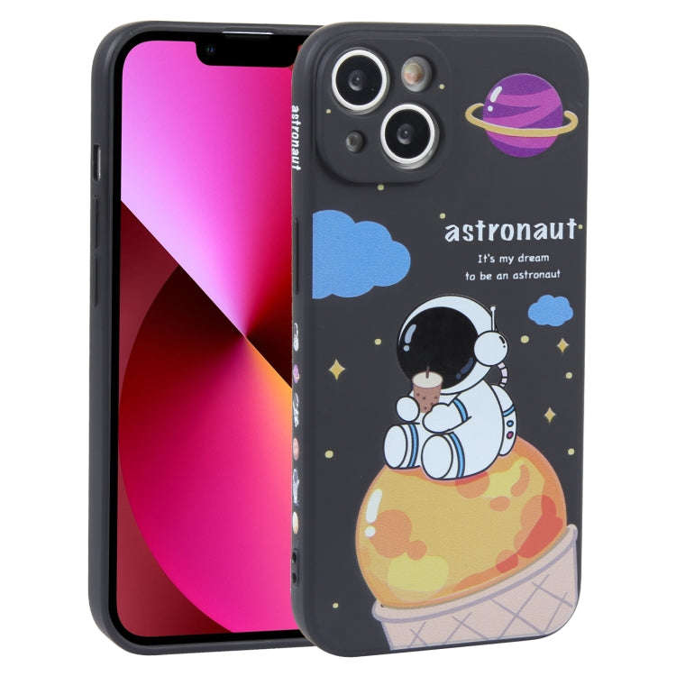 Milk Tea Astronaut Pattern Liquid Silicone Phone Case, For iPhone 15 Pro Max, For iPhone 15 Pro, ...