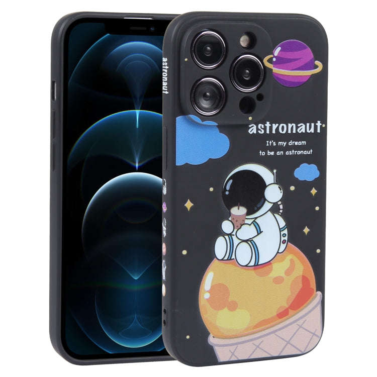 Milk Tea Astronaut Pattern Liquid Silicone Phone Case, For iPhone 15 Pro Max, For iPhone 15 Pro, ...