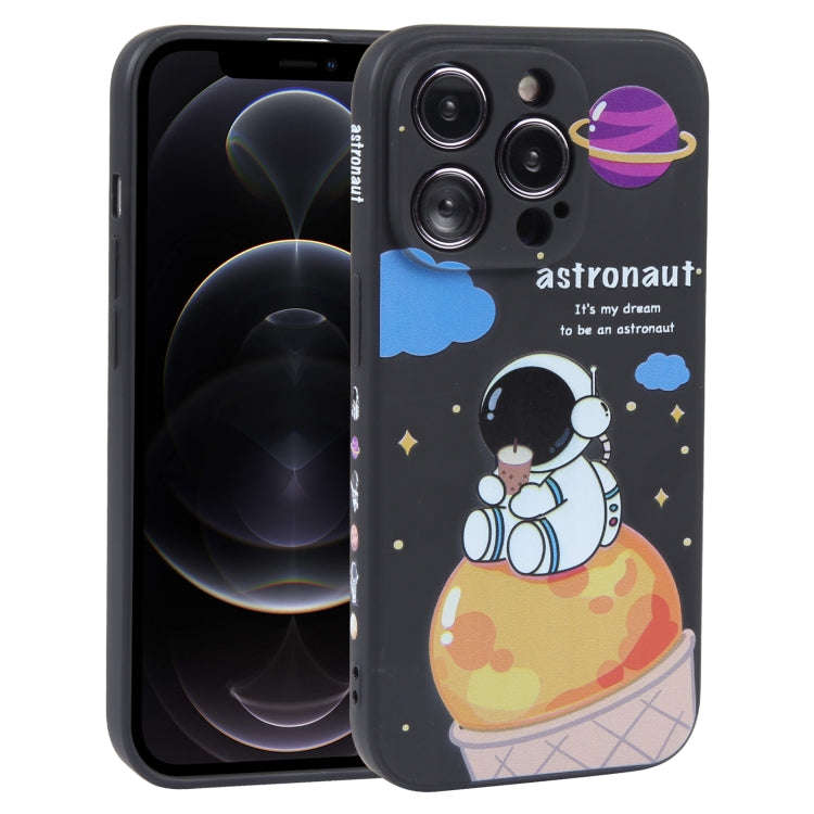 Milk Tea Astronaut Pattern Liquid Silicone Phone Case, For iPhone 15 Pro Max, For iPhone 15 Pro, ...