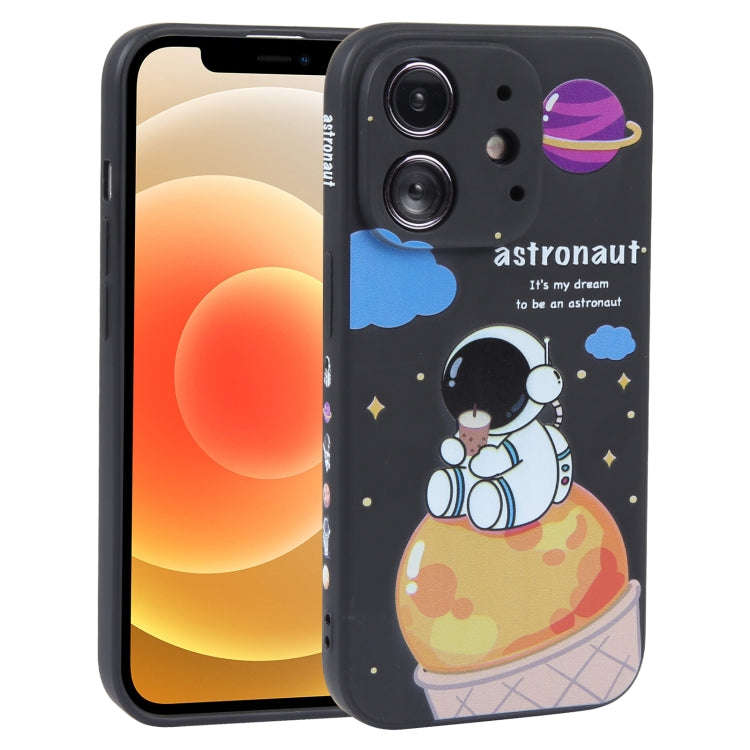 Milk Tea Astronaut Pattern Liquid Silicone Phone Case, For iPhone 15 Pro Max, For iPhone 15 Pro, ...