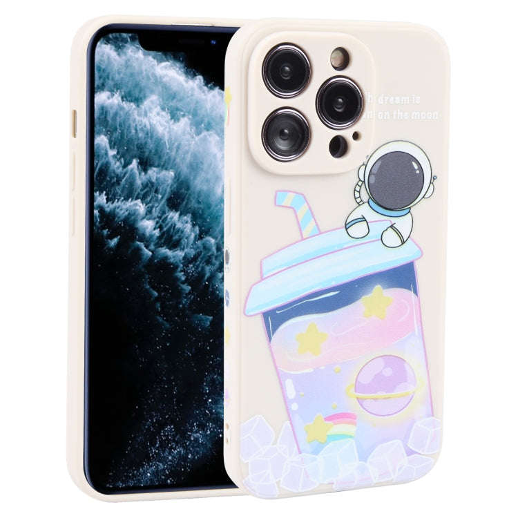 Milk Tea Astronaut Pattern Liquid Silicone Phone Case, For iPhone 15 Pro Max, For iPhone 15 Pro, ...