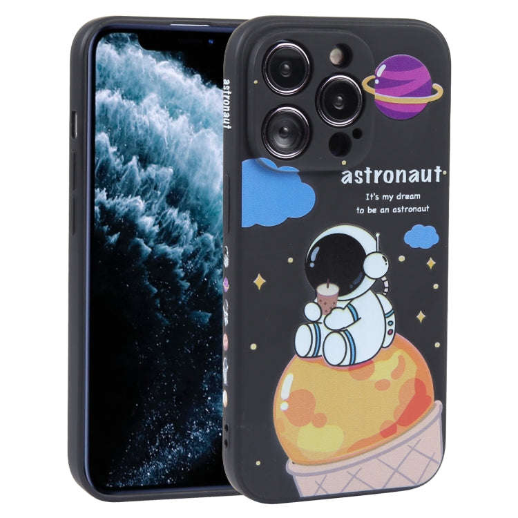 Milk Tea Astronaut Pattern Liquid Silicone Phone Case, For iPhone 15 Pro Max, For iPhone 15 Pro, ...