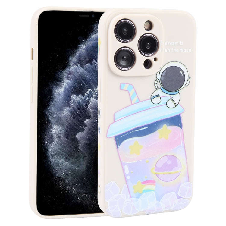 Milk Tea Astronaut Pattern Liquid Silicone Phone Case, For iPhone 15 Pro Max, For iPhone 15 Pro, ...
