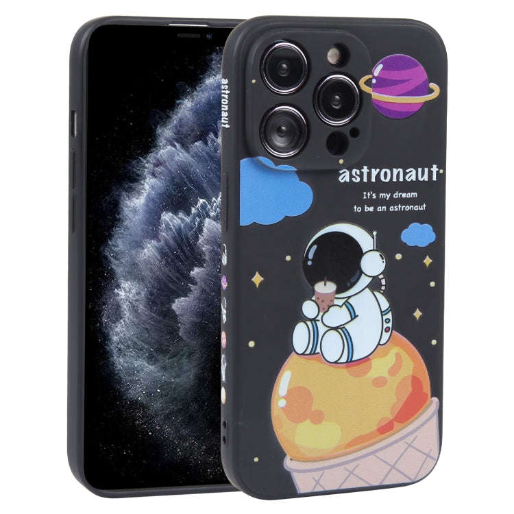 Milk Tea Astronaut Pattern Liquid Silicone Phone Case, For iPhone 15 Pro Max, For iPhone 15 Pro, ...