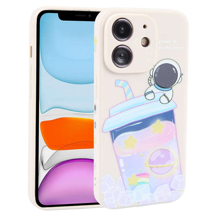 Milk Tea Astronaut Pattern Liquid Silicone Phone Case, For iPhone 15 Pro Max, For iPhone 15 Pro, ...