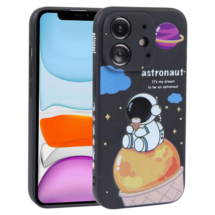 Milk Tea Astronaut Pattern Liquid Silicone Phone Case, For iPhone 15 Pro Max, For iPhone 15 Pro, ...